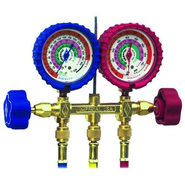 ❄️ Kit de Manómetro para Refrigeración RUDO (Brass Manifold Gauge Set)