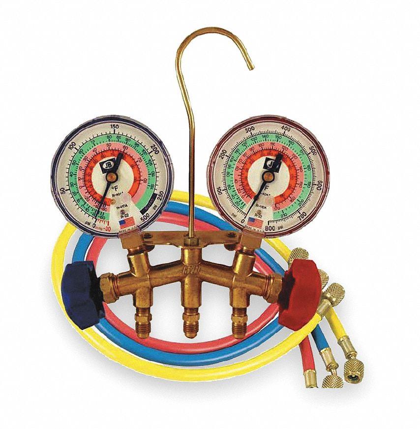 ❄️ Kit de Manómetro para Refrigeración RUDO (Brass Manifold Gauge Set)
